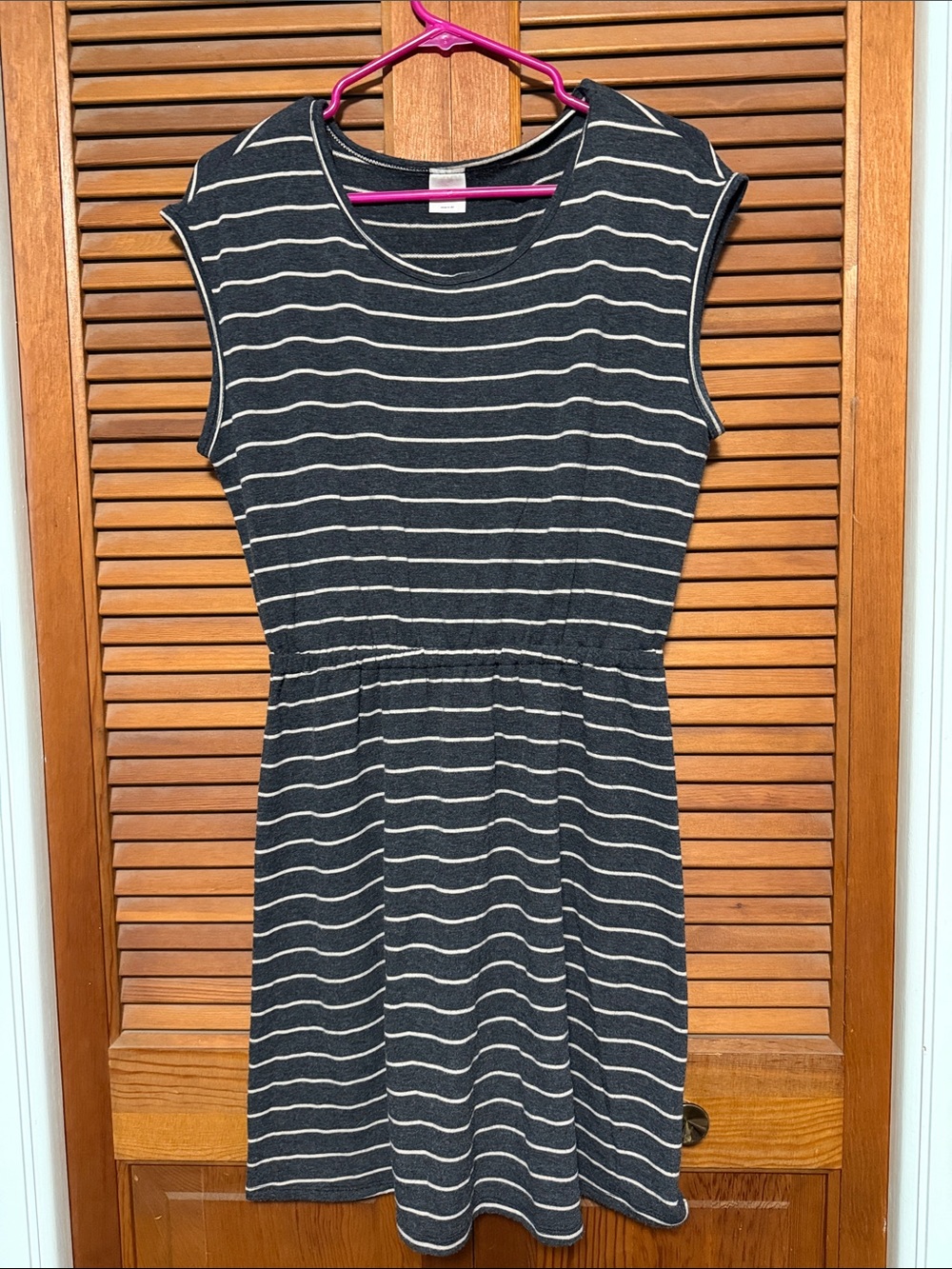 Kaileigh Dark Gray & Tan Striped Mini Dress